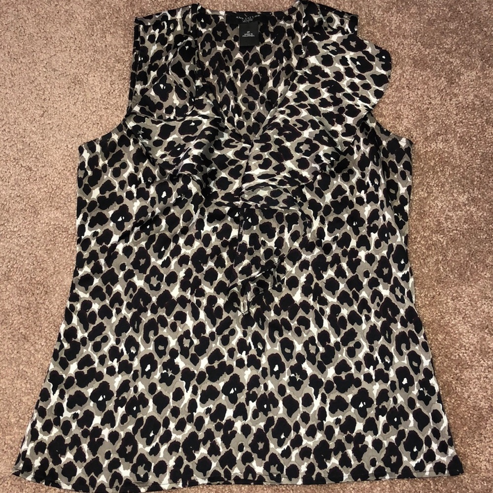 Ann Taylor Sleeveless Ruffle Front Blouse